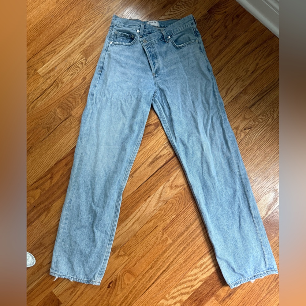 Agolde Asymmetrical Light Wash Jeans
